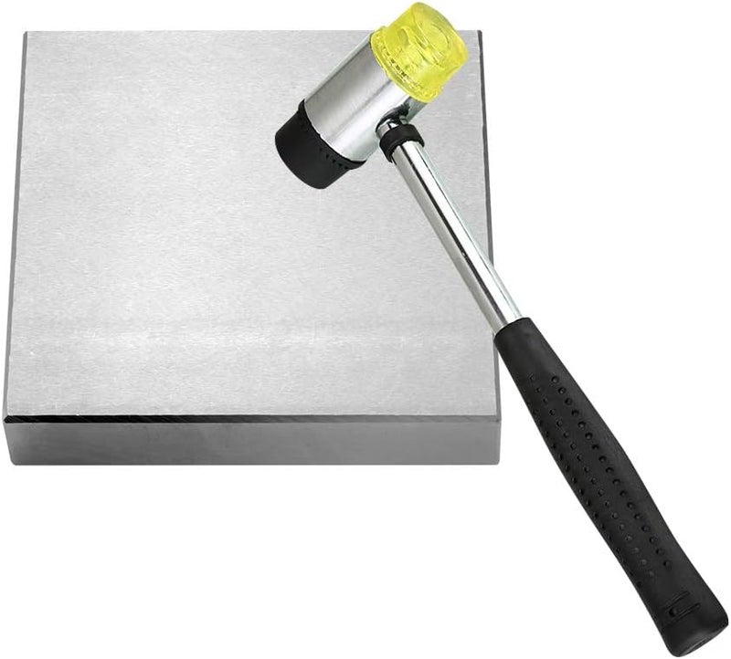 Oudtinx Steel Bench Block 4"x4" Flat Anvil Jewelers Tool Metal Bench Block for Jewelry & Stamping (4''x4''x3/4'') - Image 2